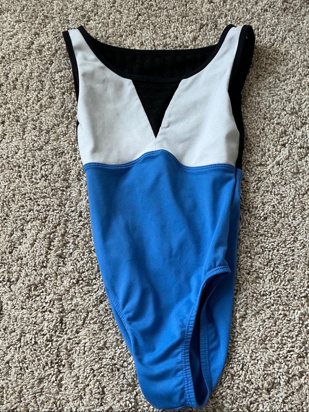Girls Blue and White Colorblock One-Piece Leotard